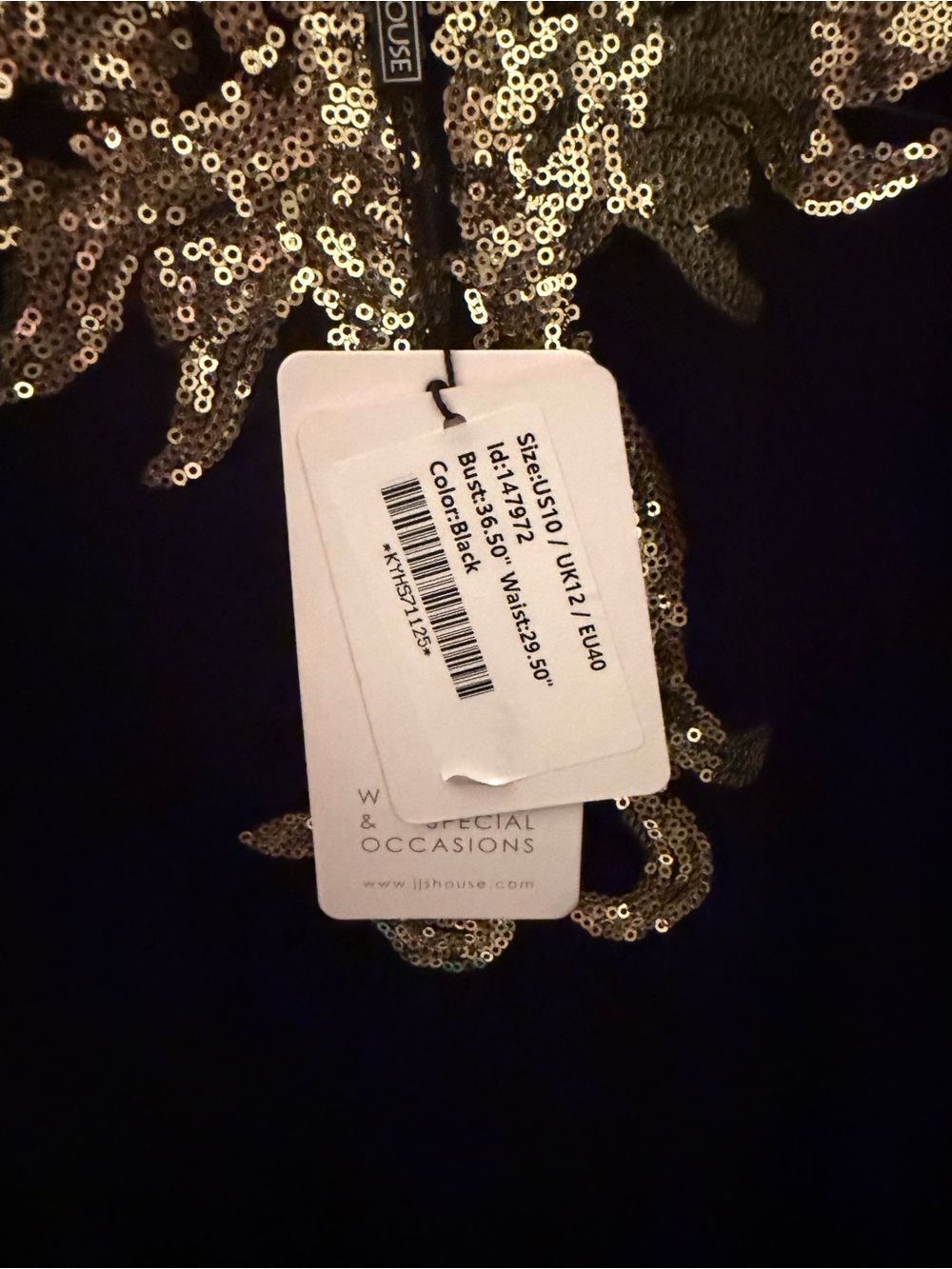 JJs House Black Velvet Evening Gown with Gold Embellishments - Picture 6 of 6